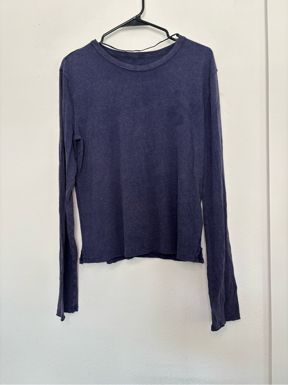 WE THE FREE DARK PERIWINKLE BOHEMIAN LONG SLEEVE BASIC BLOUSE SZ LARGE